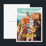 Postal Ilustracion de viajes vintage de Cuenca España<br><div class="desc">Ilustracion del lugar de viaje vintage de Cuenca</div>