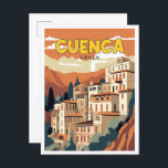 Postal Ilustracion de viajes vintage de Cuenca España<br><div class="desc">Ilustracion del lugar de viaje vintage de Cuenca</div>