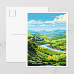 Postal Ilustracion de viajes Vintage de Douro Valley Port