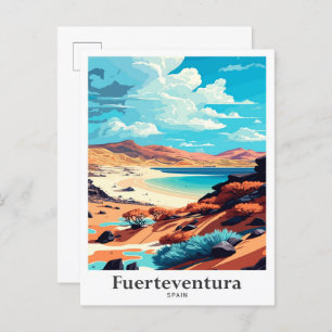 Postal Ilustracion de Viajes Vintage de Fuerteventura Esp