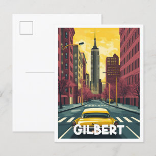 Postal Ilustracion de Viajes Vintage de Gilbert Arizona U