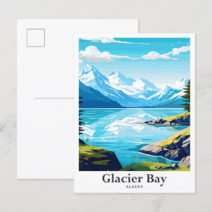 Postal Ilustracion de Viajes Vintage de Glacier Bay Alask
