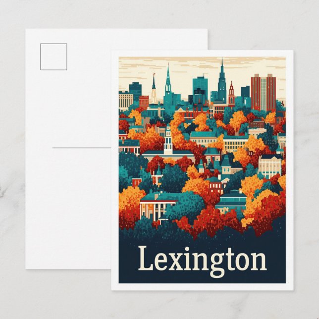 Postal Ilustracion de Viajes Vintage de Lexington Kentuck (Anverso / Reverso)