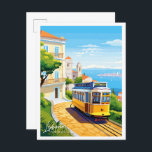 Postal Ilustracion de viajes vintage de Lisboa Portugal<br><div class="desc">Ilustracion del lugar de viaje vintage de Lisboa Portugal</div>