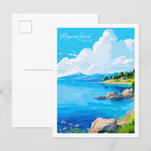 Postal Ilustracion de viajes vintage de Meganisi Island G