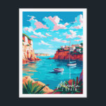 Postal Ilustracion de viajes vintage de Menorca España<br><div class="desc">Menorca España lugar de viaje vintage ilustracion</div>