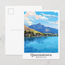 Ilustracion de Viajes Vintage de Nueva Zelanda de 