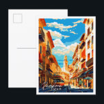 Postal Ilustracion de viajes vintage de Pamplona España<br><div class="desc">Pamplona España lugar de viaje vintage ilustracion</div>