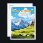 Postal Ilustracion de viajes vintage de Picos de Europa E<br><div class="desc">Picos de Europa España ilustracion vintage</div>
