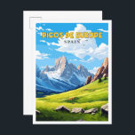 Postal Ilustracion de viajes vintage de Picos de Europa E<br><div class="desc">Picos de Europa España ilustracion vintage</div>