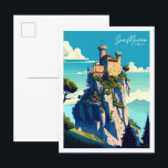 Postal Ilustracion de viajes vintage de San Marino Italia<br><div class="desc">San Marino Italia ilustracion de viaje vintage</div>