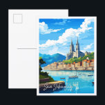 Postal Ilustracion de viajes vintage de San Sebastián Esp<br><div class="desc">Ilustracion de San Sebastián España vintage</div>