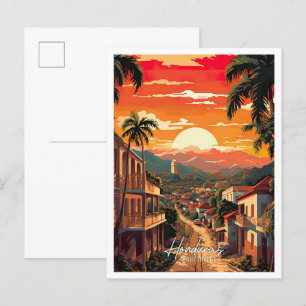 Postal Ilustracion de Viajes Vintage de Tegucigalpa Hondu