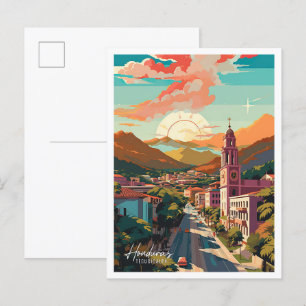 Postal Ilustracion de Viajes Vintage de Tegucigalpa Hondu