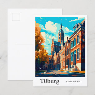 Postal Ilustracion de Viajes Vintage de Tilburg Países Ba