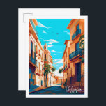 Postal Ilustracion de viajes vintage de Valencia España<br><div class="desc">Ilustracion de viaje vintage de Valencia España</div>