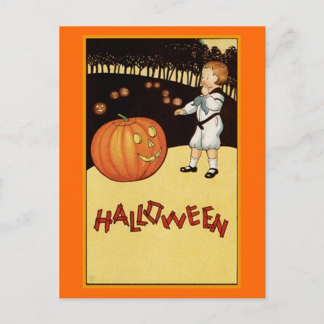 Postal ilustracion de Vintage de Halloween (Anverso)