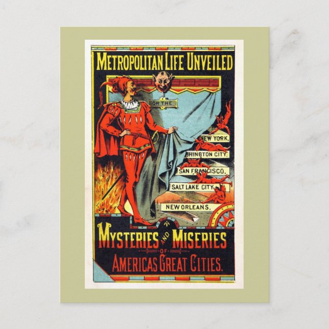 Postal Ilustracion de Vintage de la Vida Metropolitana (Anverso)