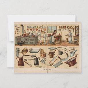 Postal Ilustracion de vintage Kitchenware