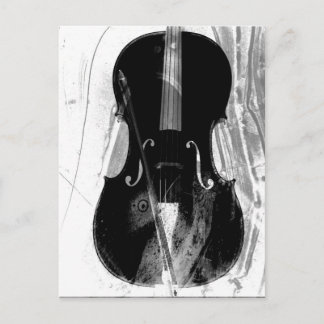 Postal Ilustracion de violonchelo blanco y negro