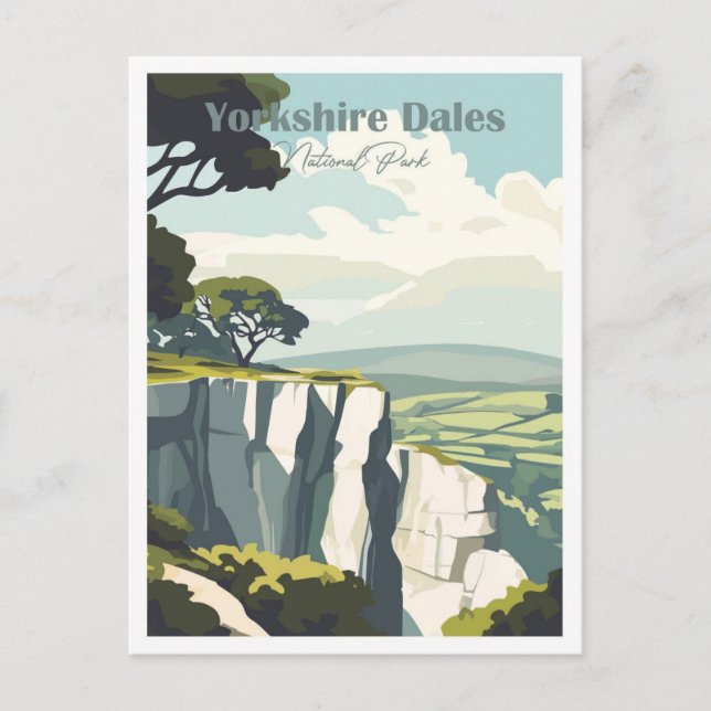 Postal Ilustracion de Yorkshire Dales Artwork Travel Plac (Anverso)