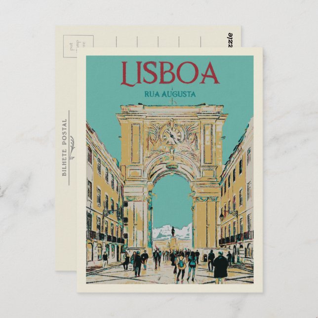 Postal Ilustracion del Arco de la Calle Augusta de Lisboa (Anverso / Reverso)