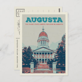 Postal Ilustracion del Capitolio del Estado de Augusta Ma