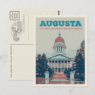 Postal Ilustracion del Capitolio del Estado de Augusta Ma