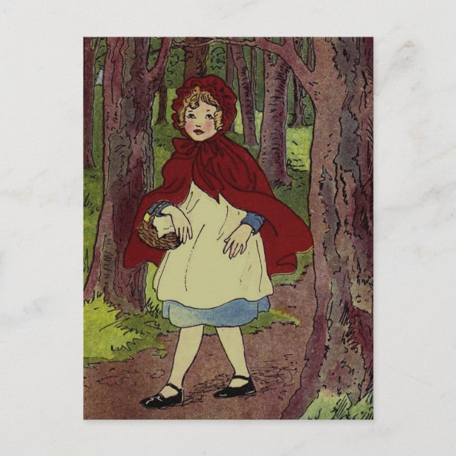 Postal Ilustracion del capó de pequeño recorrido rojo vin (Anverso)