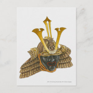 Postal Ilustracion del casco de samurai del siglo XVI