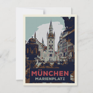 Postal Ilustracion del Centro Municipal de Munich Marienp
