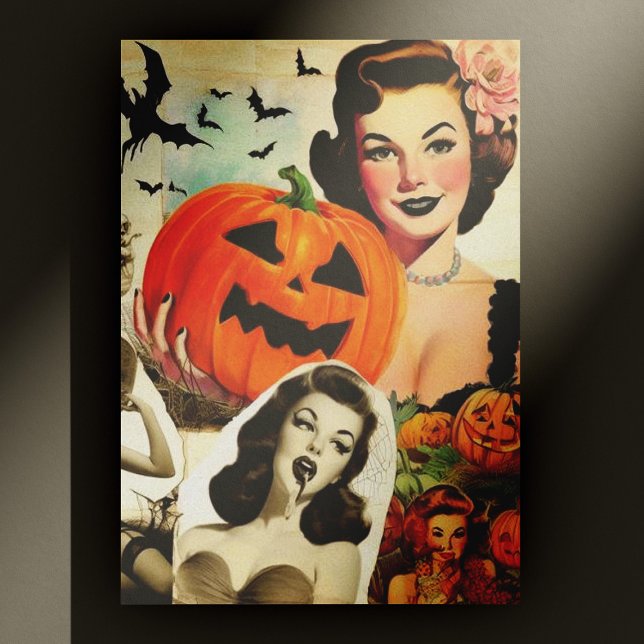 Postal Ilustracion del Collage de Halloween (Subido por el creador)