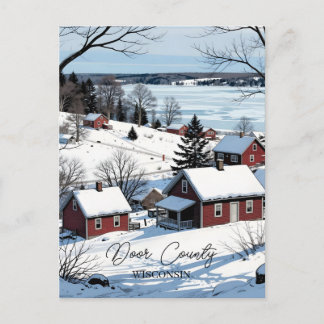 Postal Ilustración del condado de Door Wisconsin y poema