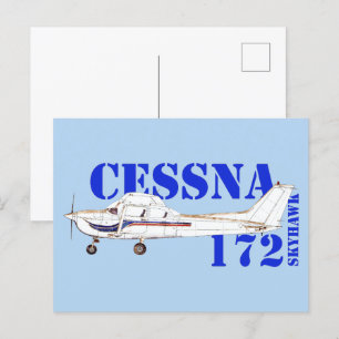 Postal Ilustracion del diseño del avión Cessna 172 Skyhaw