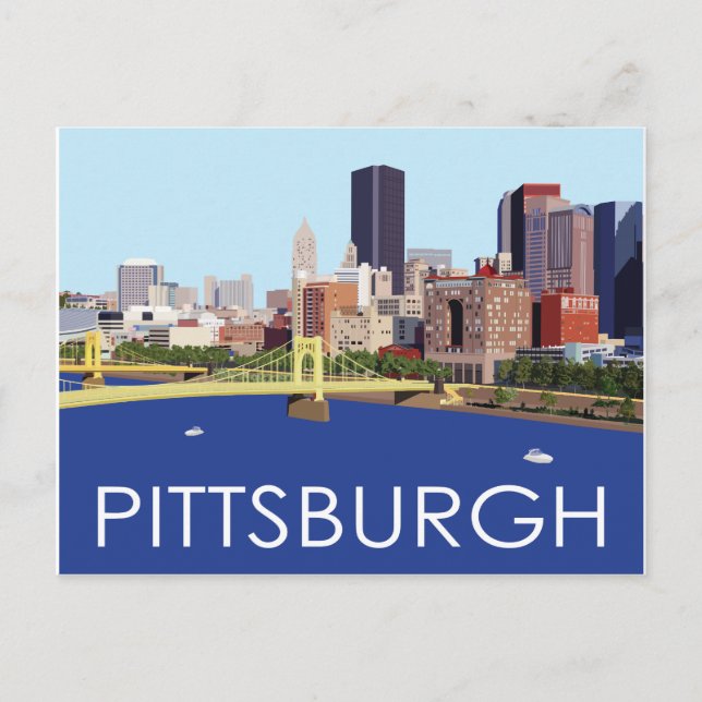 Postal Ilustracion del equipo de Guay Pittsburgh Skyline (Anverso)