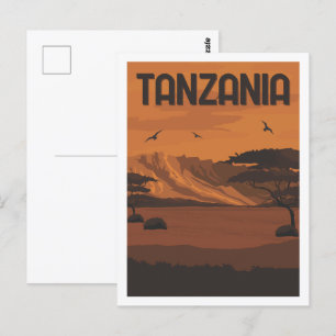 Postal Ilustracion del famoso lugar de viaje de Tanzania