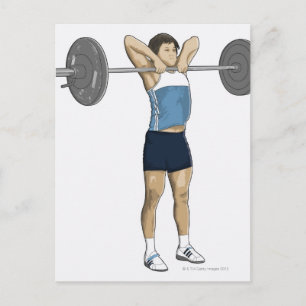 Postal Ilustracion del hombre que realiza la fila vertica