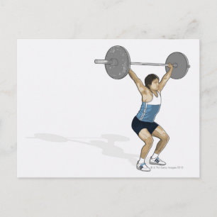 Postal Ilustracion del hombre que realiza levantamiento d