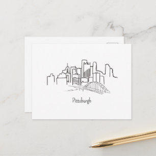 Postal Ilustración del horizonte de Pittsburgh
