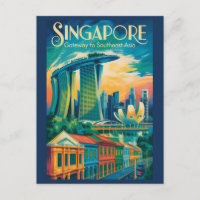 Ilustración del horizonte de Singapur Arte de viaj
