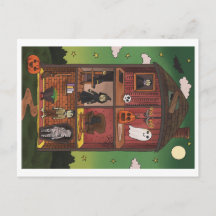 Ilustración del interior de una casa embrujada de 