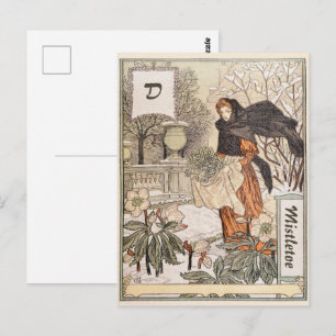 Postal Ilustración del jardín de invierno de diciembre Ar