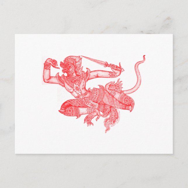 Postal Ilustracion del libro Hanuman Vintage (Anverso)