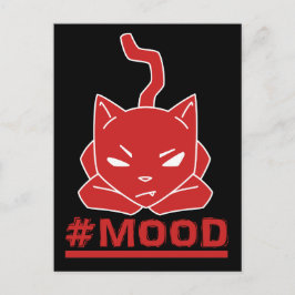 Postal ilustracion del logotipo rojo del gato de #MOOD