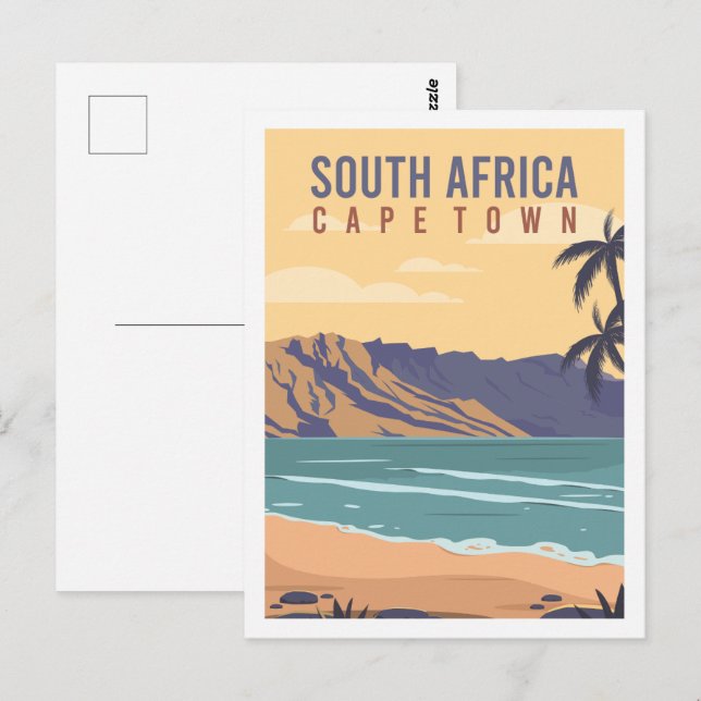 Postal Ilustracion del lugar de viaje de Ciudad del Cabo  (Anverso / Reverso)