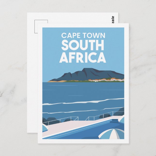 Postal Ilustracion del lugar de viaje de Ciudad del Cabo  (Anverso / Reverso)