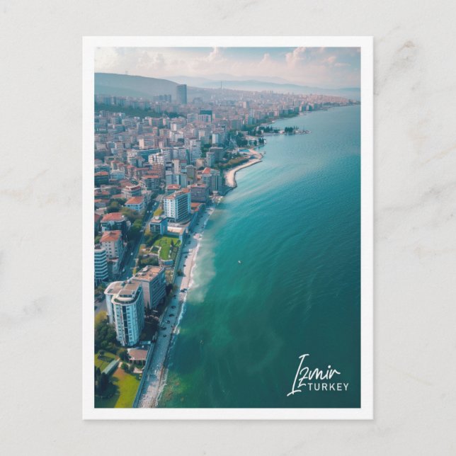 Postal Ilustracion del lugar de viaje de Izmir Turkey (Anverso)