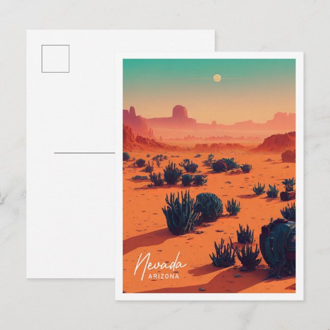 Postal Ilustracion del lugar de viaje de Nevada Arizona (Anverso / Reverso)