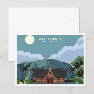 Postal Ilustracion del lugar de viaje de Sumatra Occident
