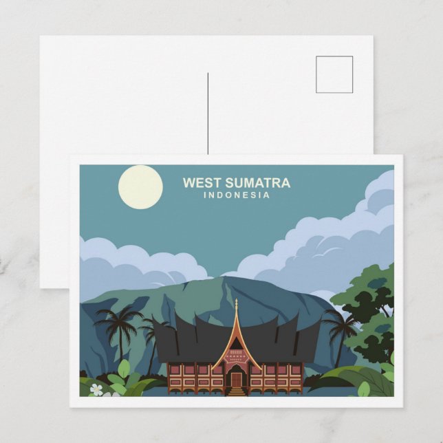 Postal Ilustracion del lugar de viaje de Sumatra Occident (Anverso / Reverso)